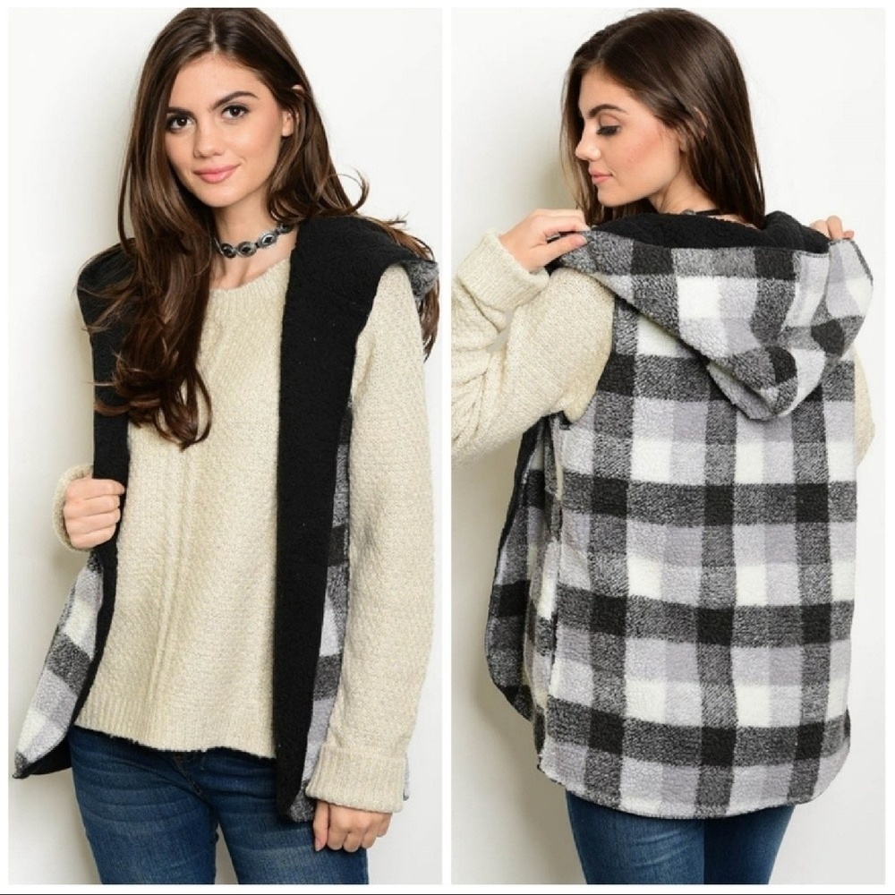 LAST 1! Sherpa Checkered Wool Vest